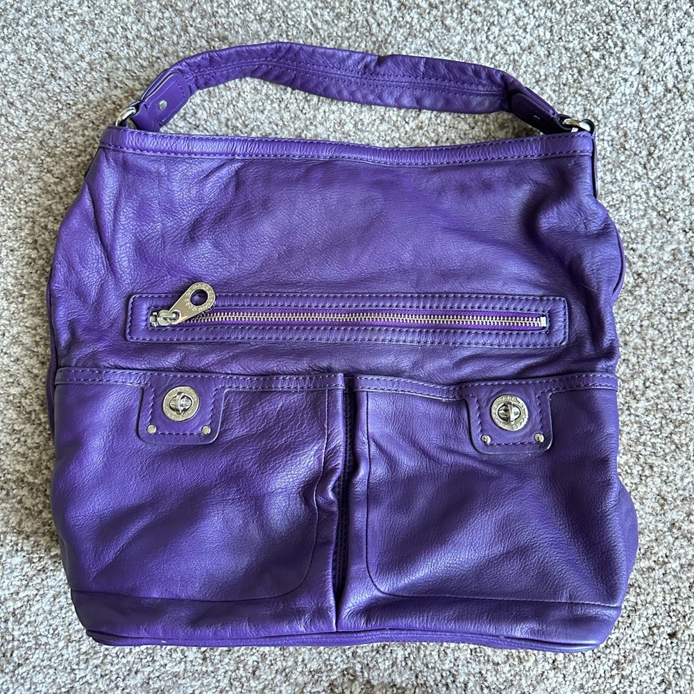 Marc by Marc Jacobs purple leather bag with pockets.